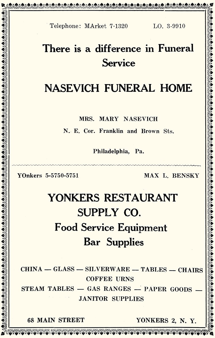 Nasevich Funeral Home, Mary Nasevich, Yonkers Restaurant Supply
