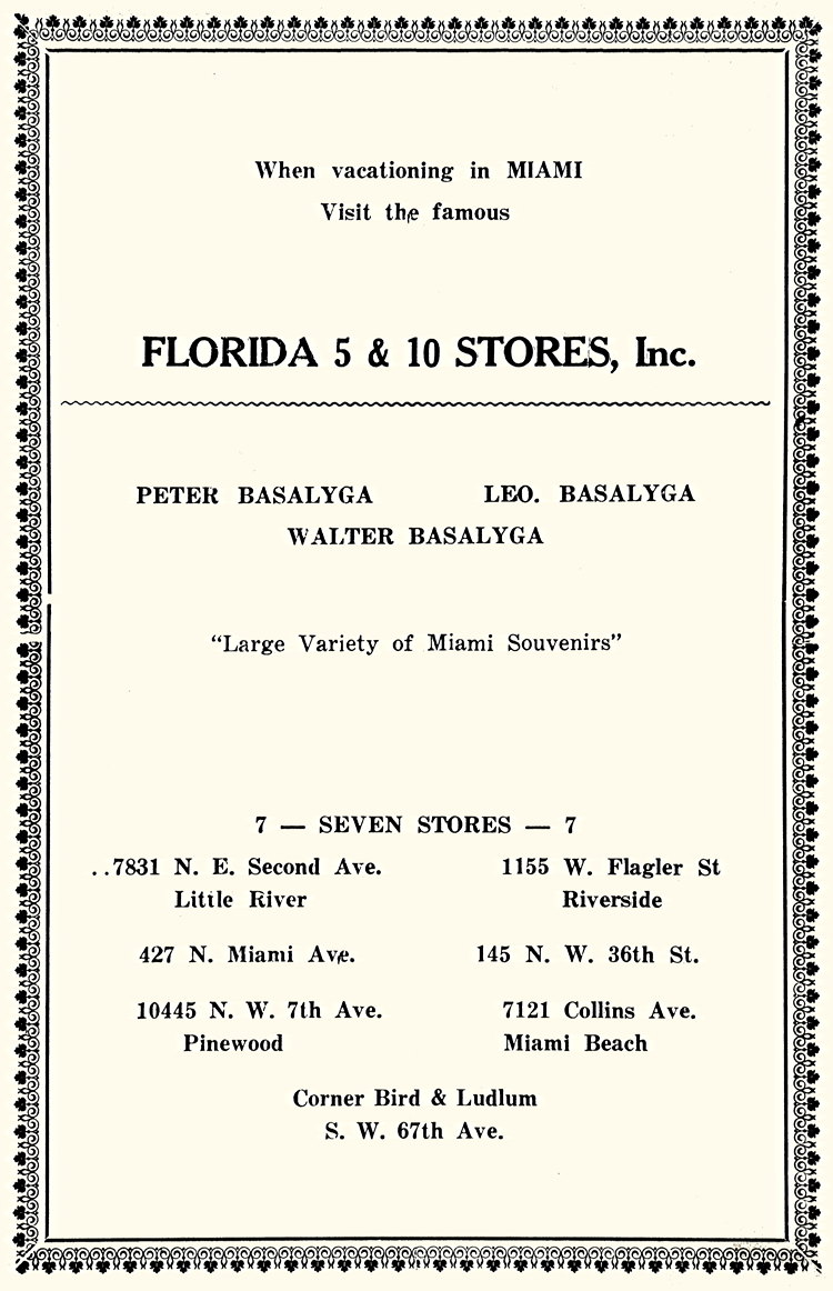 Florida 5 & 10 Stores, Basalyga, Peter, Leo, Walter