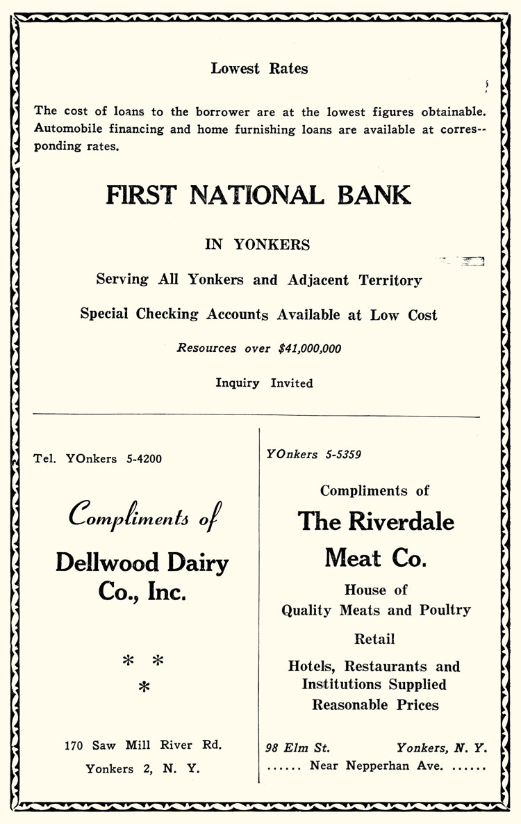 First National Bank in Yonkers, Dellwood Dairy, Riverdale Meat