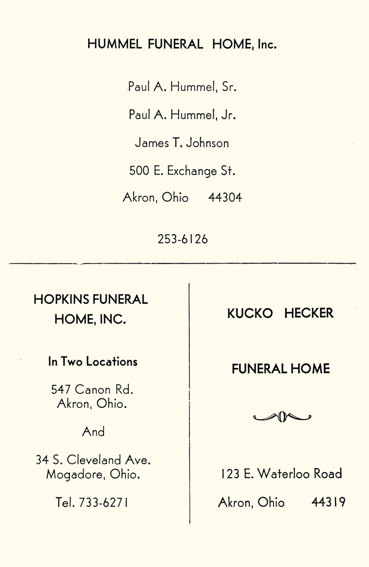 Hummel Funeral Home, Hopkins Funeral Home, Kucko  Funeral Home