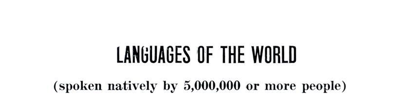 Languages Of The World (spoken natively by 5,000,000 or more people)